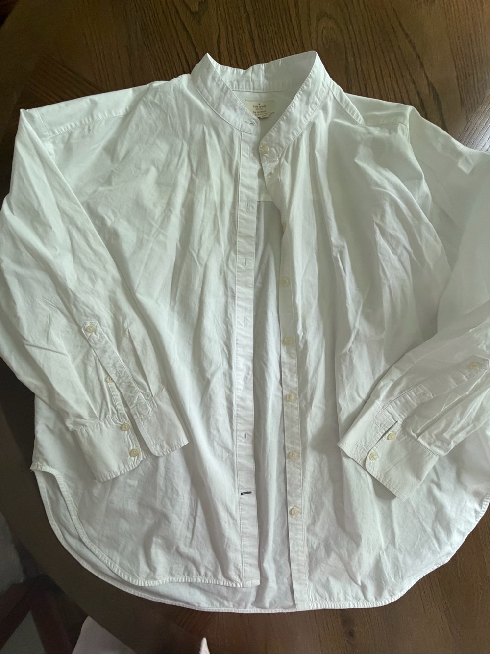 Kate Spade White Mandarin Collar Button-Up Shirt 100% COTTON